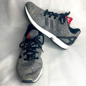 Adidas Torsion ZX Flux Running Shoes Womens Size 7 Black Snake Print Lace Up